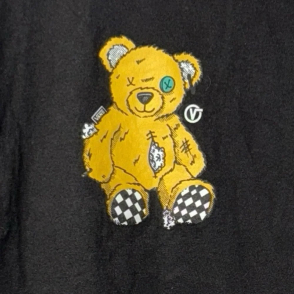 Vans - Black Teddy Bear Graphic Tee - Checkerboard Feet - Classic Fit - Size XL - Picture 3 of 6